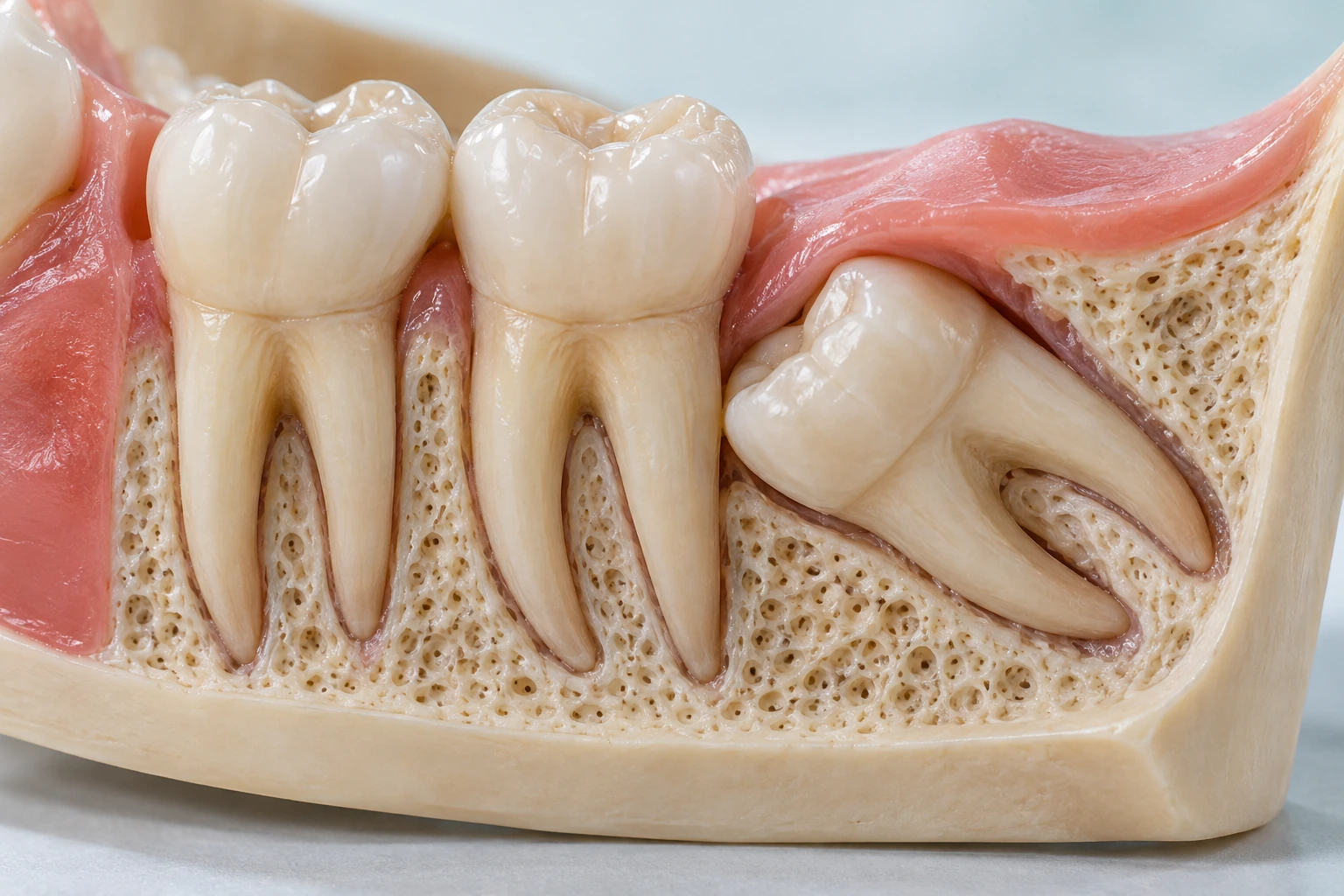 Dental teaching model of an impacted wisdom tooth