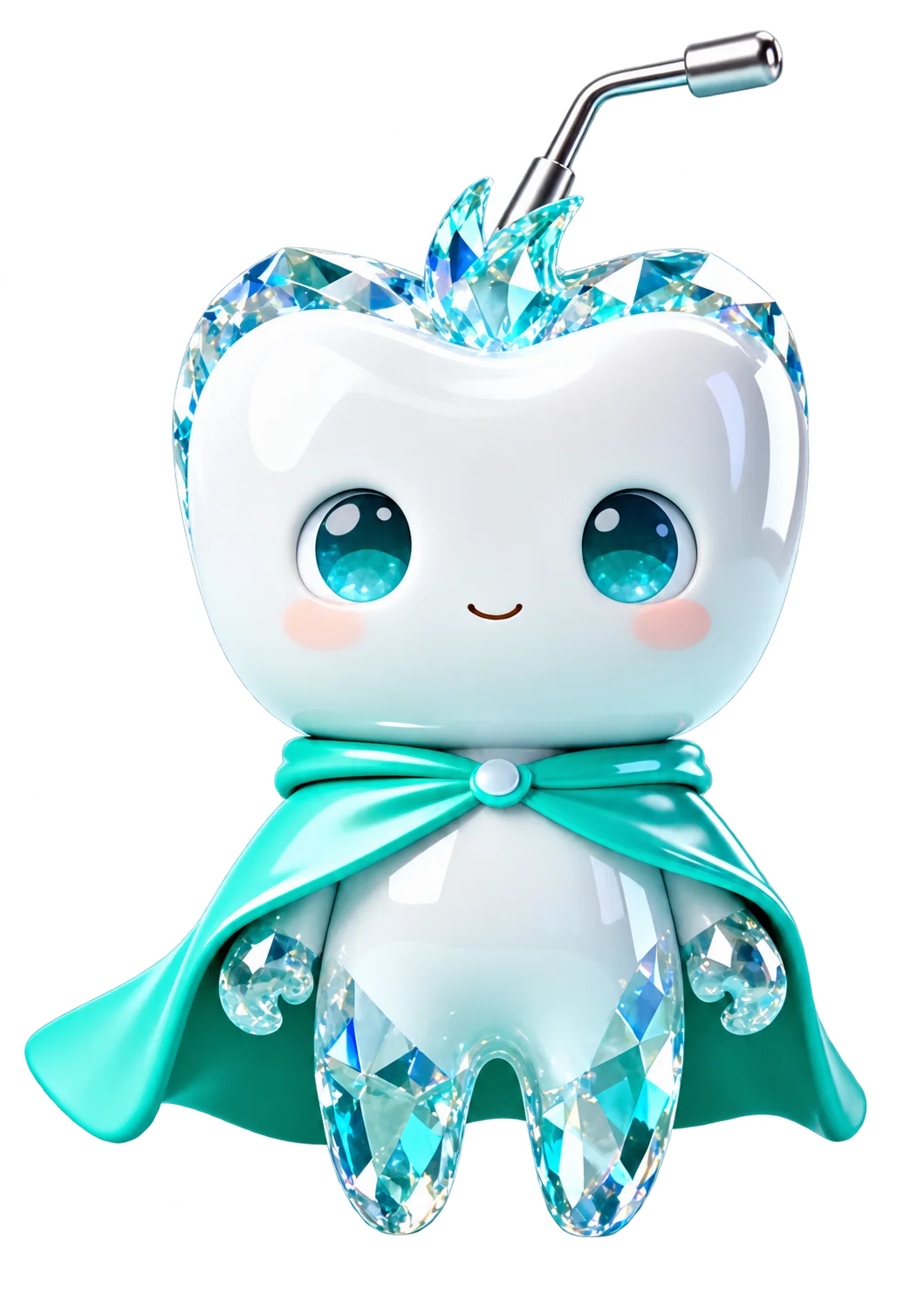 Nodus tooth mascot with aqua cape