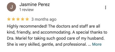 Original Google Maps review by Jasmine Perez