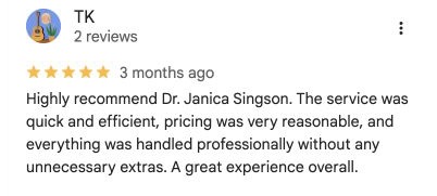 Original Google Maps review by TK